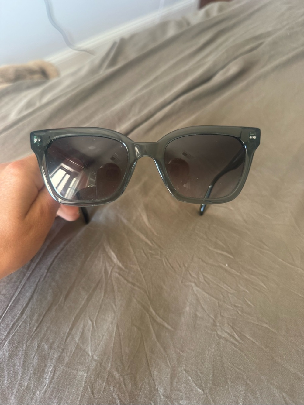 Warby Parker Women's Cat-Eye Sunglasses — Dark Green Frame with Gradient Lenses